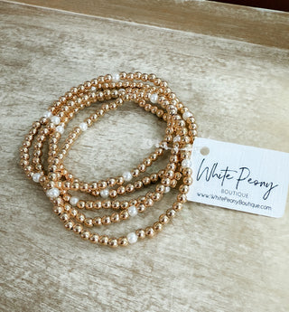 Delicate Gold and Pearl Accent Bracelets