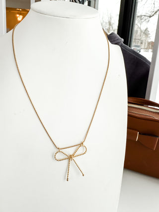 Textured Wire Bow Necklace