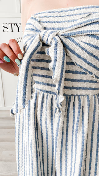 Montana Coastal Tie Front Strapless Jumpsuit