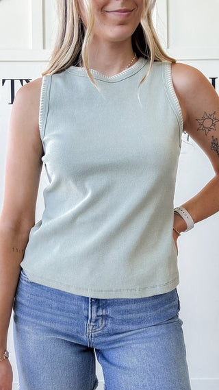 Sybil Blanket Stitch Detail Cotton Tank