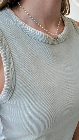 Sybil Blanket Stitch Detail Cotton Tank
