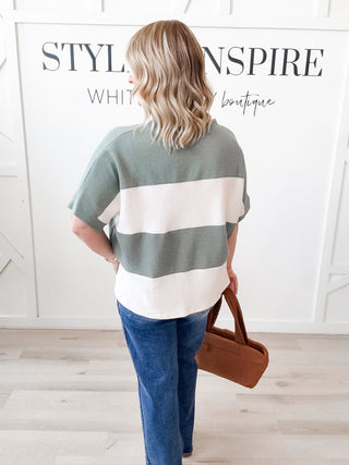 Sarah Cloudy Knit Stripe V-Neck Top
