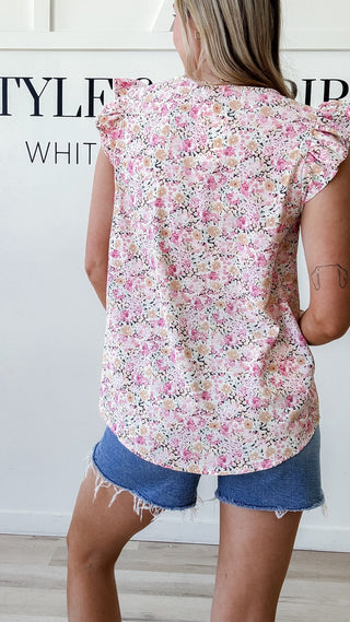 Dianna Floral Flutter Sleeve Top