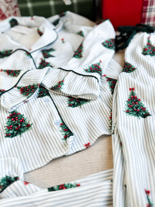 Striped Christmas Tree Pajama Set
