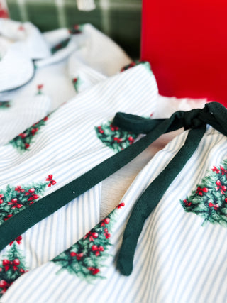 Striped Christmas Tree Pajama Set