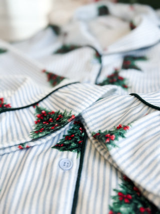 Striped Christmas Tree Pajama Set