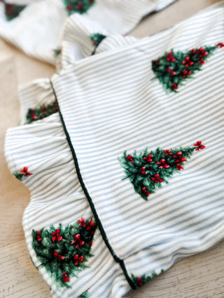 Striped Christmas Tree Pajama Set