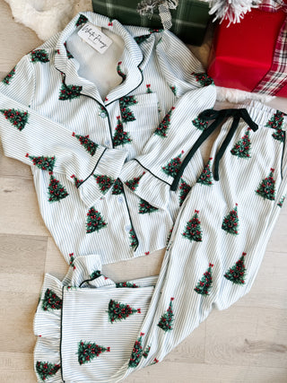 Striped Christmas Tree Pajama Set
