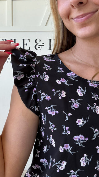 Dianna Floral Flutter Sleeve Top