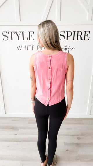 Piper Button Back Sleeveless Top