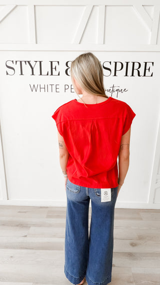 Marlys Cap Sleeve Henley