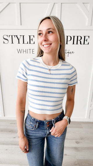 Mallory Crop Stripe Tee