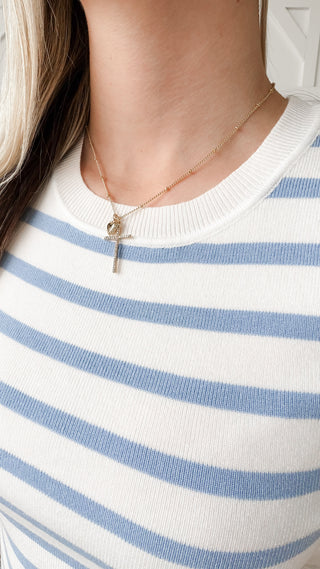 Mallory Crop Stripe Tee