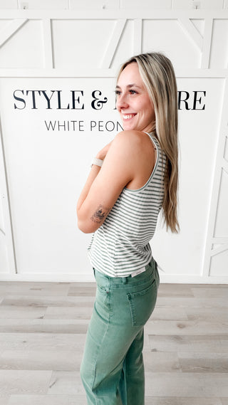 Hazel Striped Button Front Tank