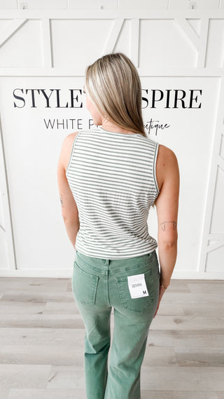 Hazel Striped Button Front Tank