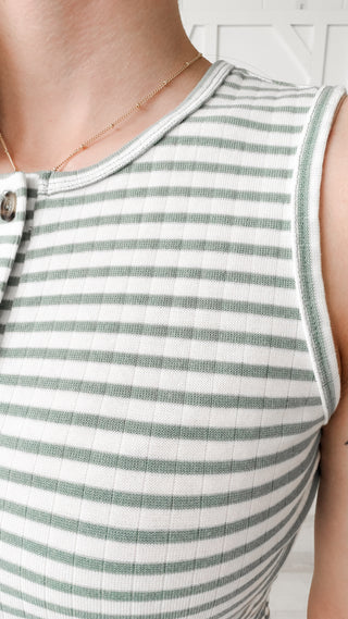 Hazel Striped Button Front Tank