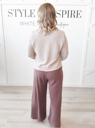 Donna Cloudy Knit Wide Leg Pants