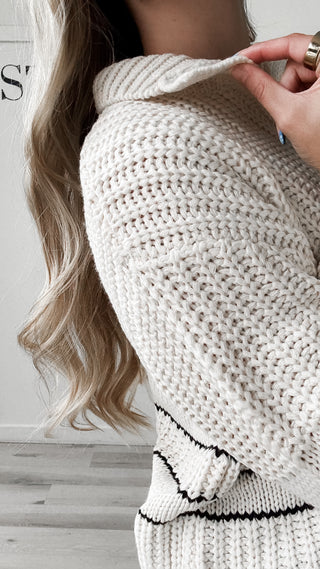 Elmari Half Button Stripe Sweater