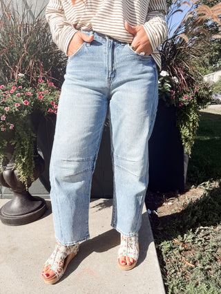 High Rise Cropped Barrel Jeans