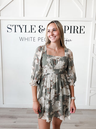 Lexi 3/4 Sleeve Floral Mini Dress
