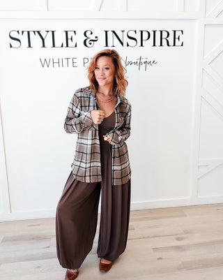 Nina Plaid Button Up Top