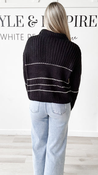 Elmari Half Button Stripe Sweater