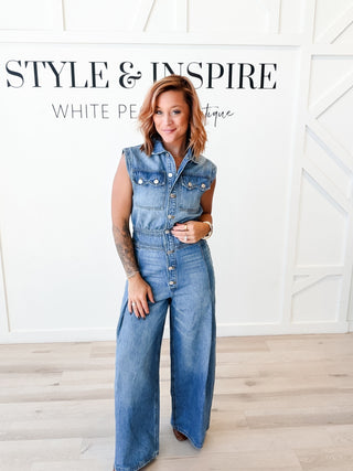 Savannah Sleeveless Denim Jumpsuit
