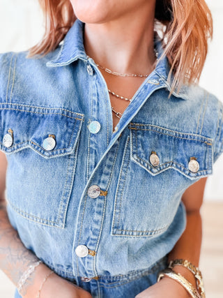 Savannah Sleeveless Denim Jumpsuit