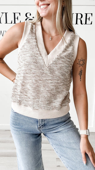 Gemma V-Neck Embo Knit Vest