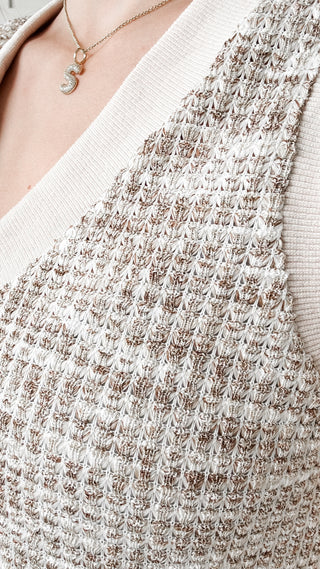 Gemma V-Neck Embo Knit Vest