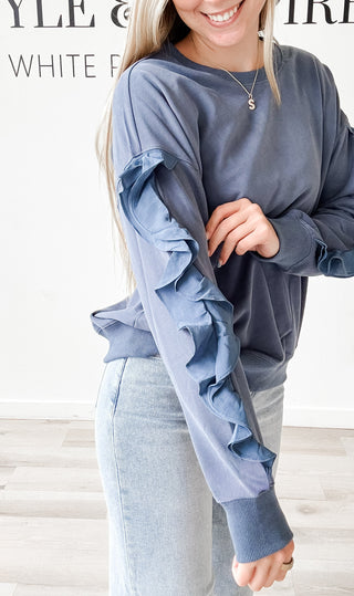 Tiffany Ruffle Sleeve Sweatshirt