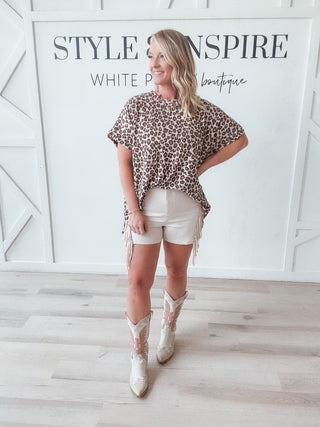 Demi Drop Shoulder Animal Print Top