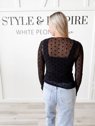 Alison Polka Dot Semi Sheer Top