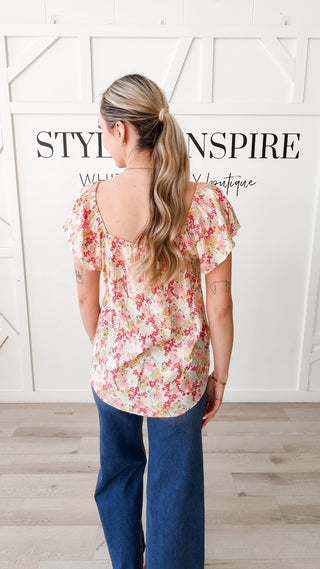 Franny V-Neck Flutter Sleeve Top