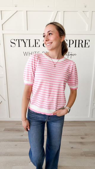 Angela Puff Sleeve Pointelle Top