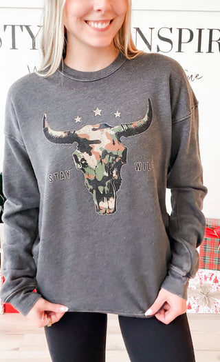 Camo Long Horn Graphic Sweatshirt  *Final Sale*