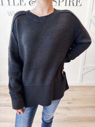 Penny Ribbed Detail Knit Sweater