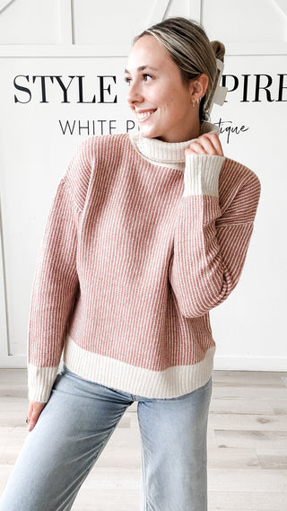 Sabrina Marled Rib Turtle Neck Sweater
