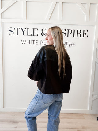 Darla Mixed Media Bomber Jacket