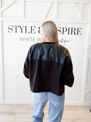 Darla Mixed Media Bomber Jacket