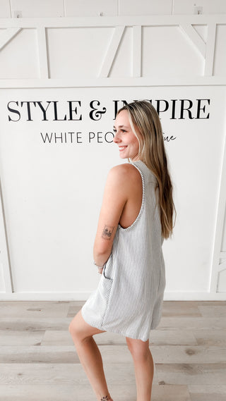 Rebecca Seersucker Stripe Sleeveless Romper