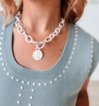 Silver Coin Pendant Necklace.  Final Sale