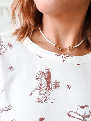 Sara Western Print Knit Top