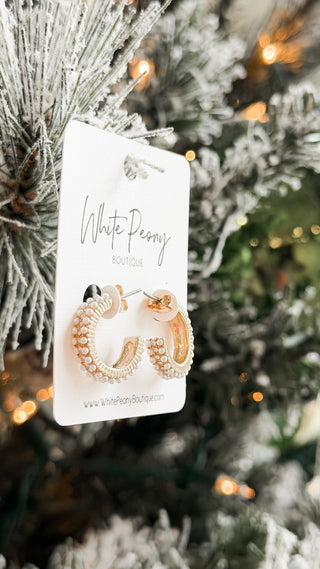 Pearl Open Hoop Earrings. *Final Sale*