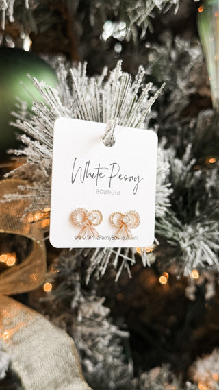 CZ Ribbon Stud Earrings