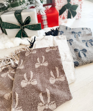 Ribbon Pattern Fringe Oblong Scarf.  *Final Sale*