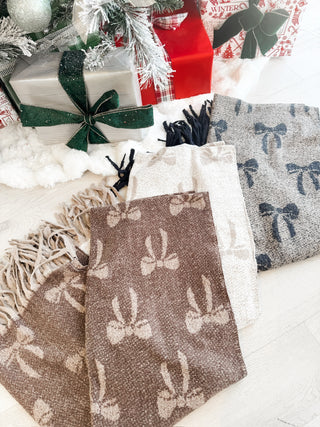 Ribbon Pattern Fringe Oblong Scarf.  *Final Sale*