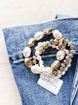 Mixed Metal Pearl Bracelet. *Final Sale*