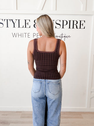 Nikibiki Checked Square Neck Top