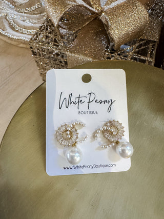 Pearl and Baguette Statement Earrings. *Final Sale*